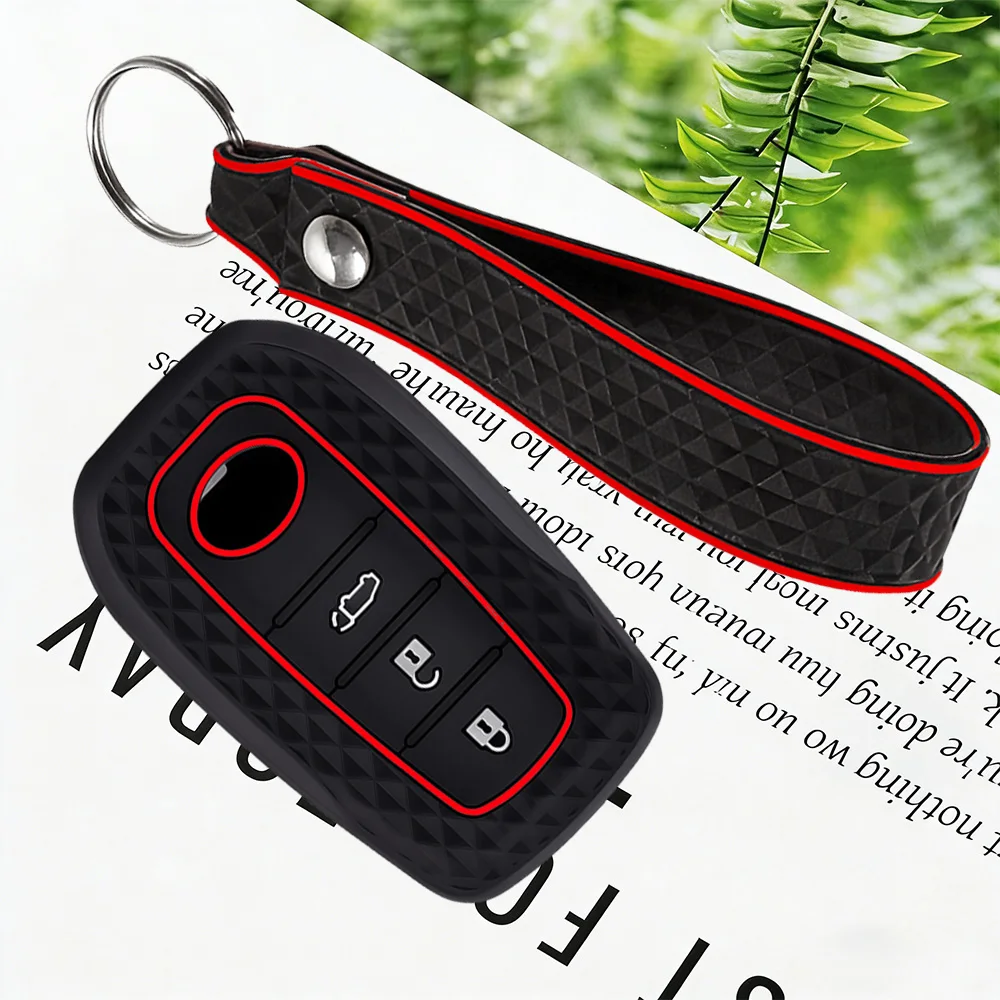 2 PC Silicone Car Key Case Cover Chain For Toyota Corolla Hatchback Cross Yaris Cross Prius Hilux Land Cruiser LC200 LC250 LC300