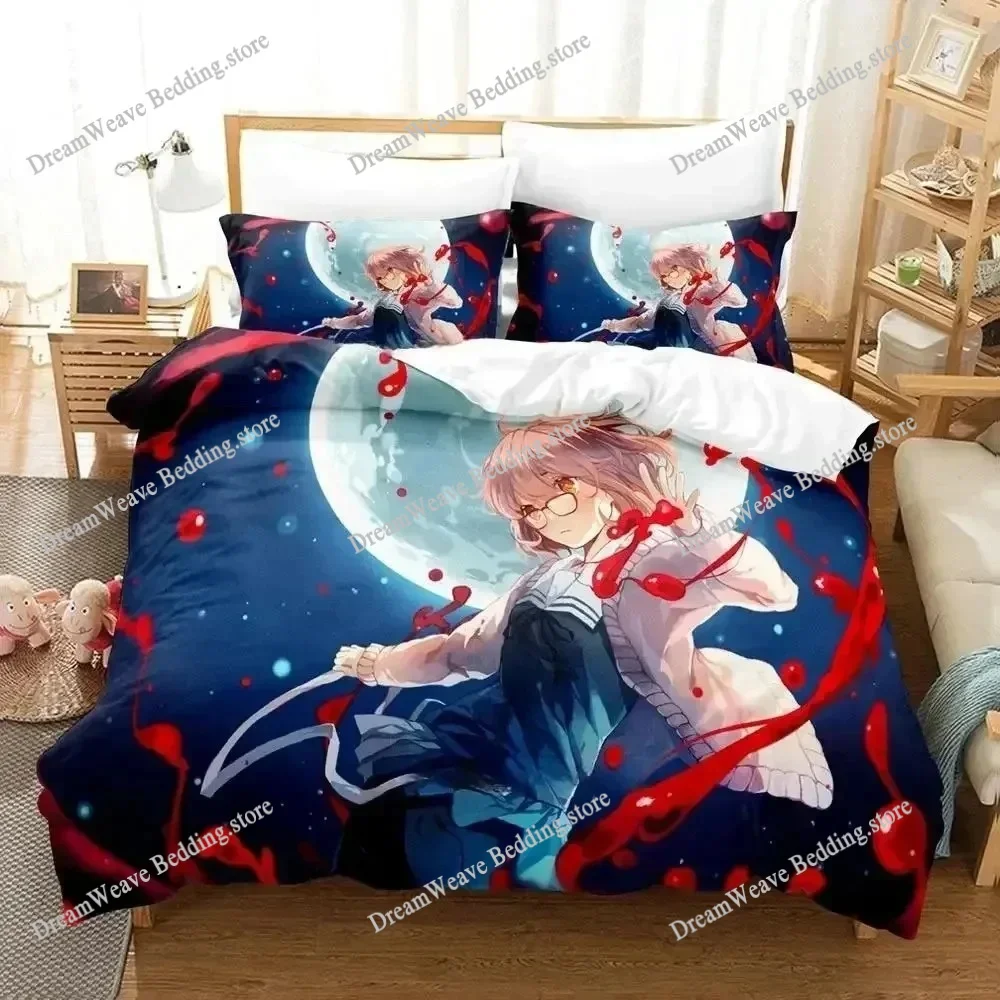 

New Beyond The Boundary Bedding Set Cartoon Anime Three-piece Set Adult Kid Bedroom Polyester Duvet Cover Sets Luxury Gift