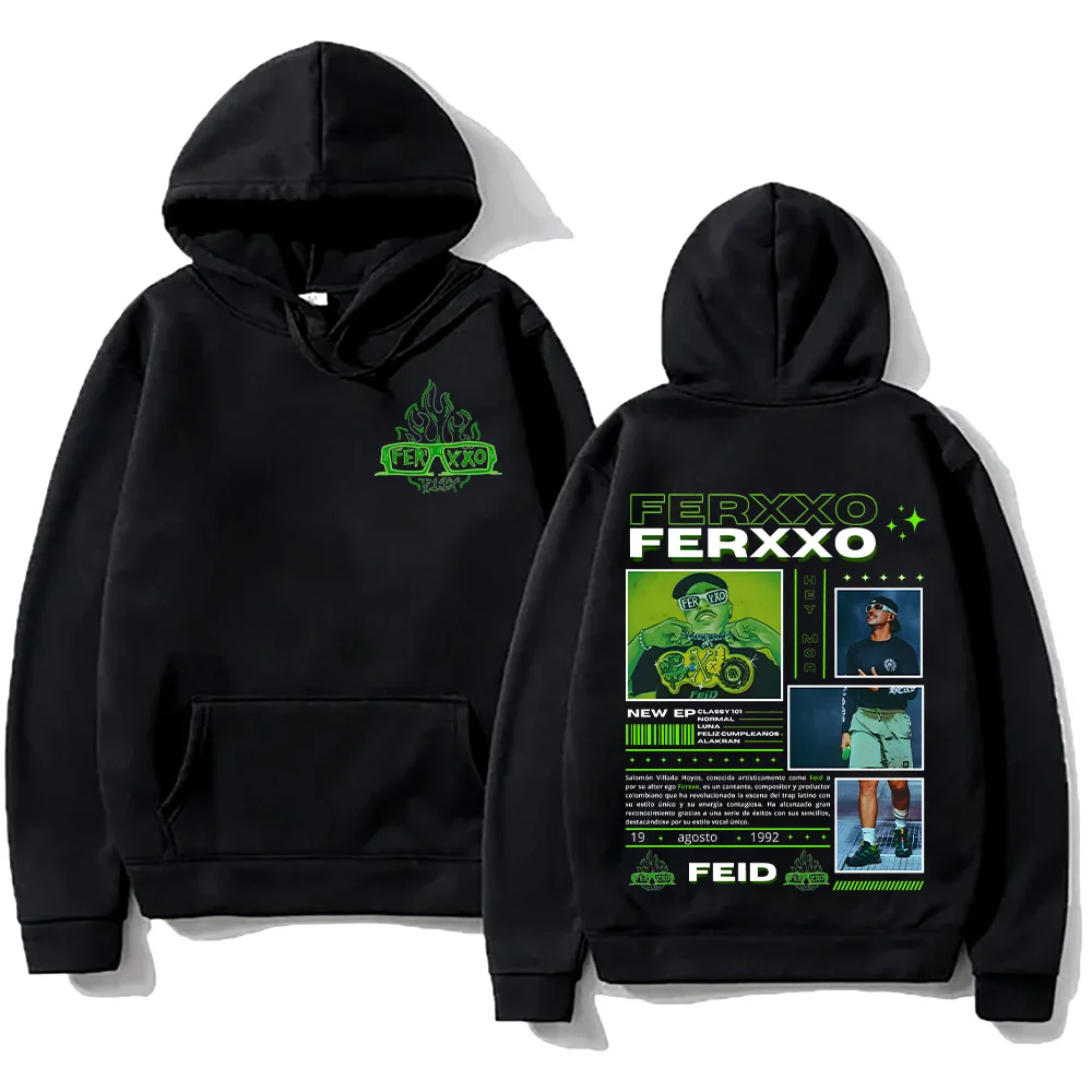 Sudadera con capucha para hombre adulto de Rapper Feid Ferxxo presenta una colección de ropa informal de moda Retro de Hip-hop para otoño e invierno
