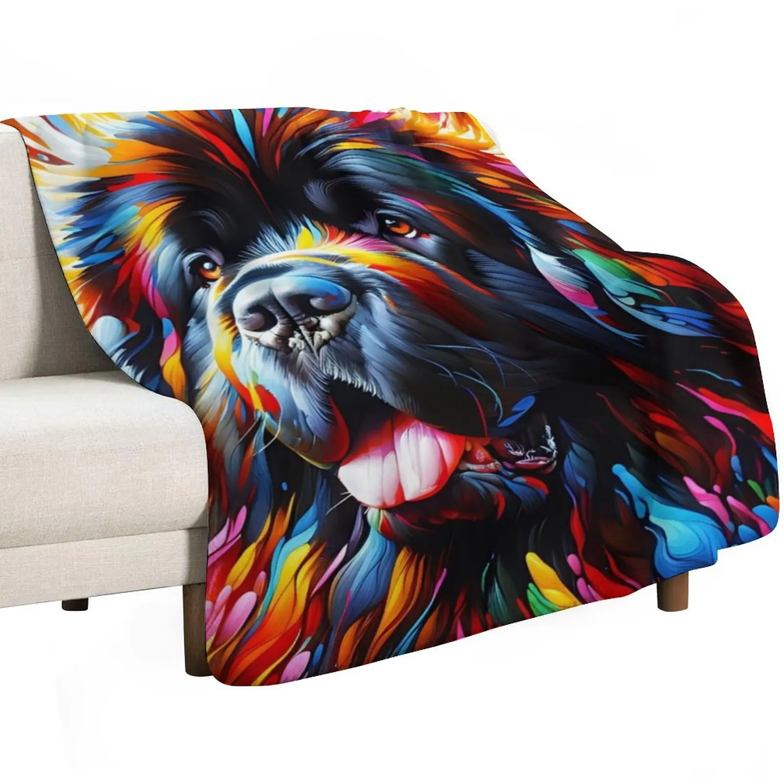 Newfoundland Dog Acrylic Print Doggo Portrait Pet Lovers Throw Blanket warm winter warm for winter Hair Sofa Throw Blankets