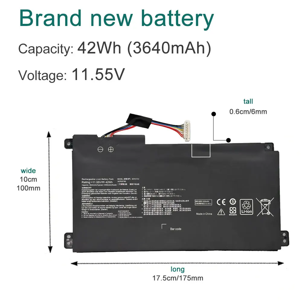 C31N1912  B31N1912 42WH 3640mAh Laptop Battery For Asus VivoBook 14 E410M E410MA E510M E510MA L410M L410MA L510MA R522MA F414MA