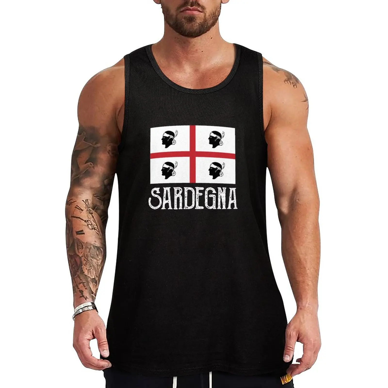 

Love Sardegna Flag Sardo Pride Tank Top bodybuilding men clothes sleeveless man shirts men clothings Gym wear