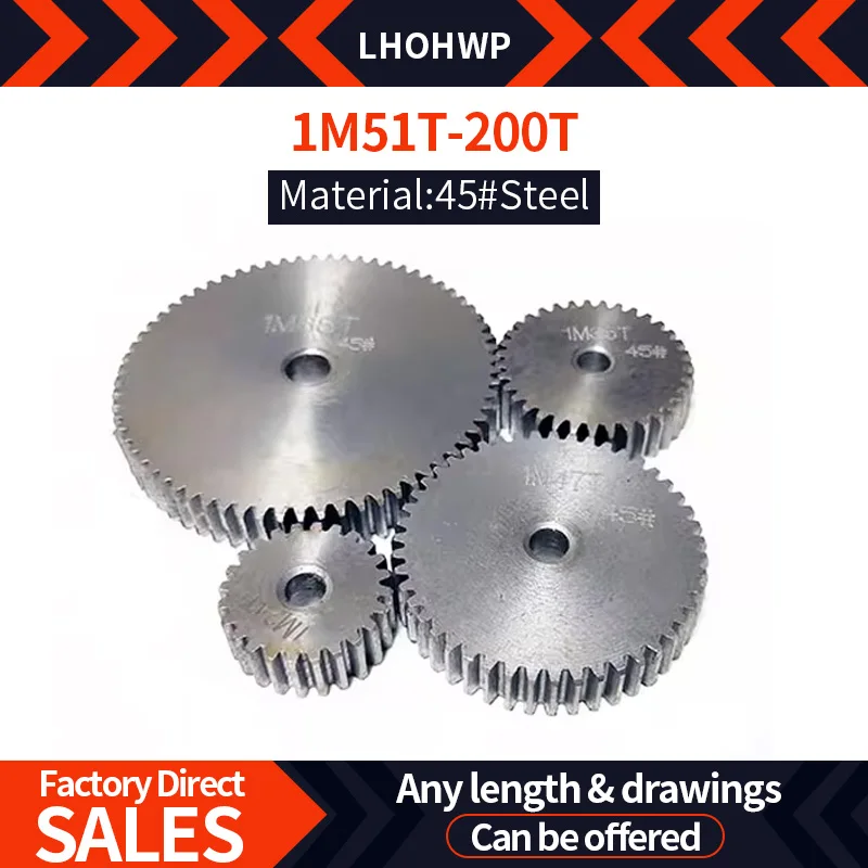 

45 # Стальная зубчатая рейка (шестерня) Mod 1M, 1 шт., 51/52-160/180/200 зубьев, для ЧПУ, трансмиссия