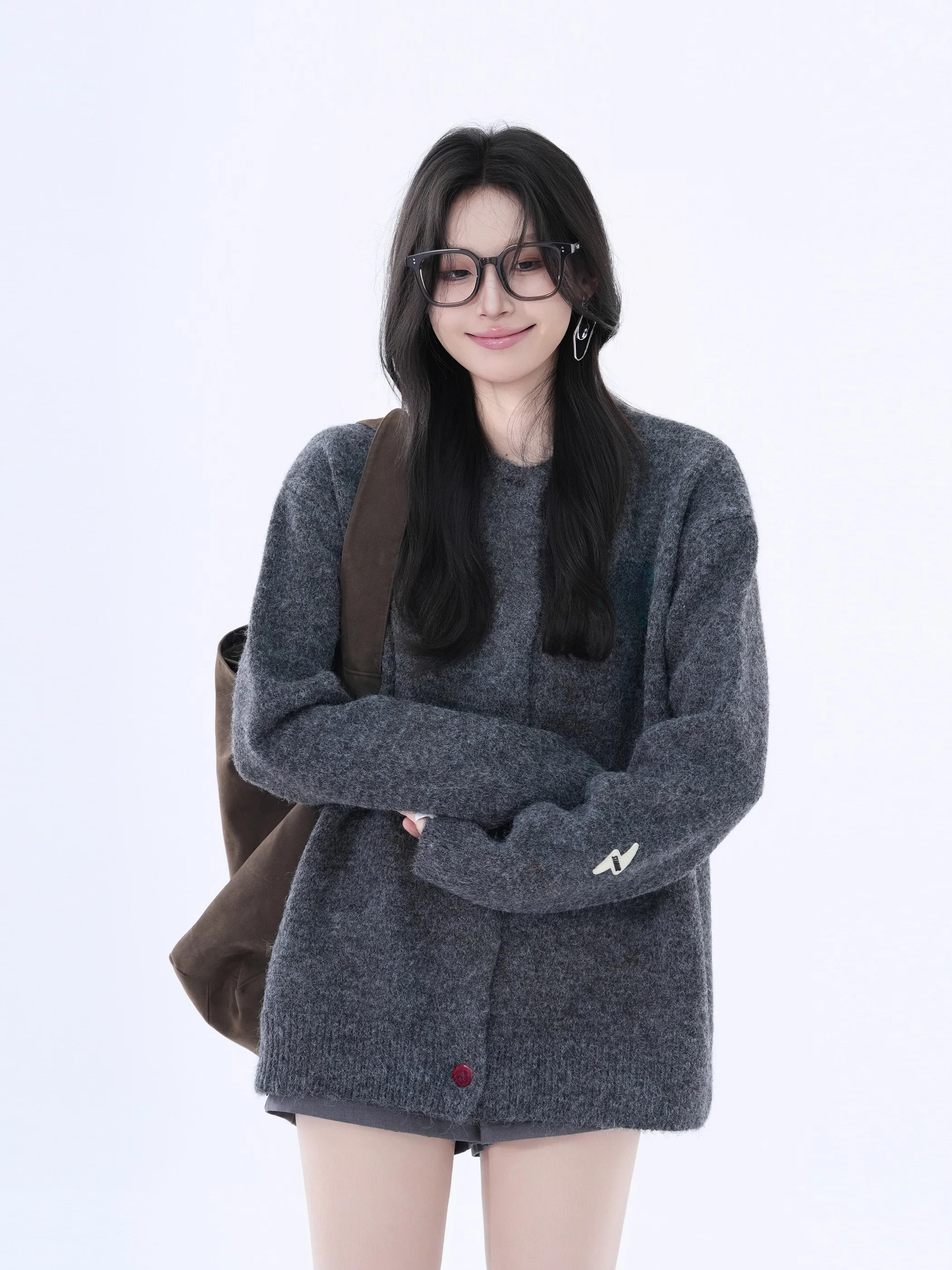 

Loose Fit Korean Sle ey Knitted Sweater Coat ex Autumn Winter Comfortable Soft Long Sve Casual Faion Outerwear