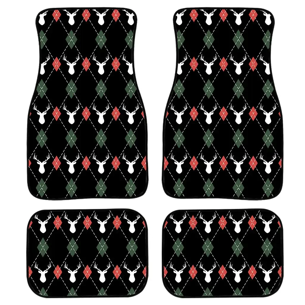 Merry Christmas Knitted Pattern Print Car Floor Mat Carpet Anti-Slip Rubber Mat Pack of 4 Auto Accessiores for Car SUV Van