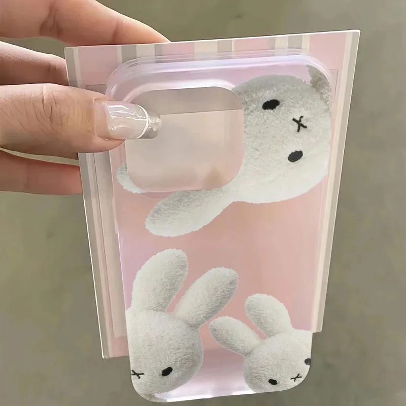 

Plush Rabbit Phone Case for iPhone 16 15 14 13 12 11 Pro Max 16 Pro Max XS XR XSMax 14 15 16 Plus Glossy HD Hard PC Cover
