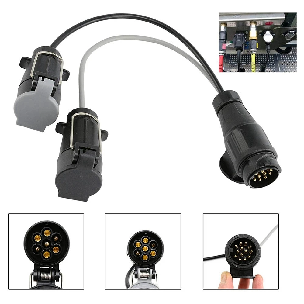 AB56-Trailer Extension Adapter 13-Pin To 7-Pin N And S Extension Cord Adapter Trailer Plug With Cover
