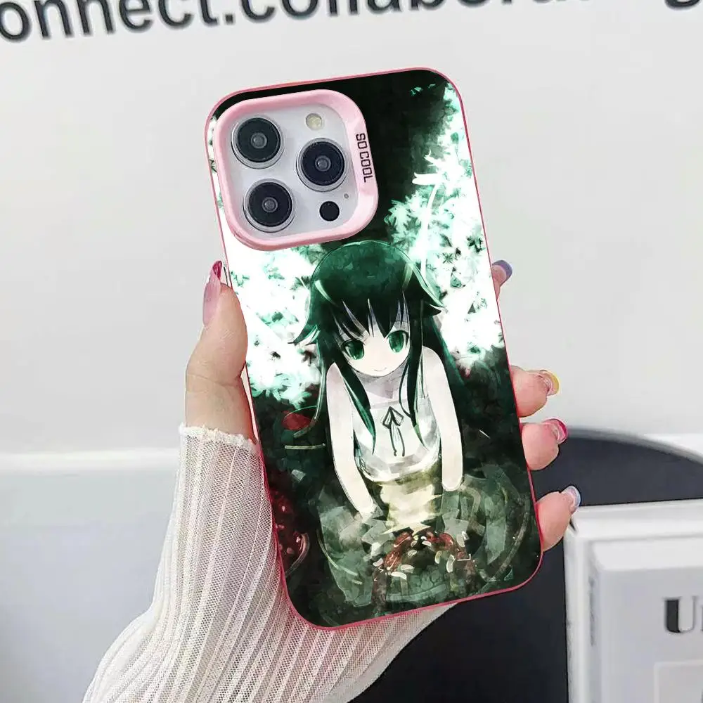 Saya no Uta حافظة هاتف محمول لهاتف آيفون 17 16 15 14 13 12 11 X XR XS 8 7 Air Pro Max Plus غطاء غطاء ملون وردي شفاف