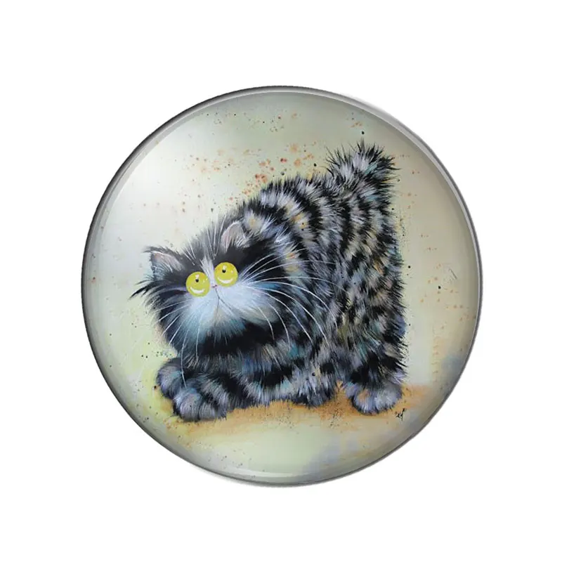New Cute Funny Cats Paintings 10mm/12mm/14mm/16mm/18mm/20mm/25mm Round photo glass cabochon demo flat back Making findings