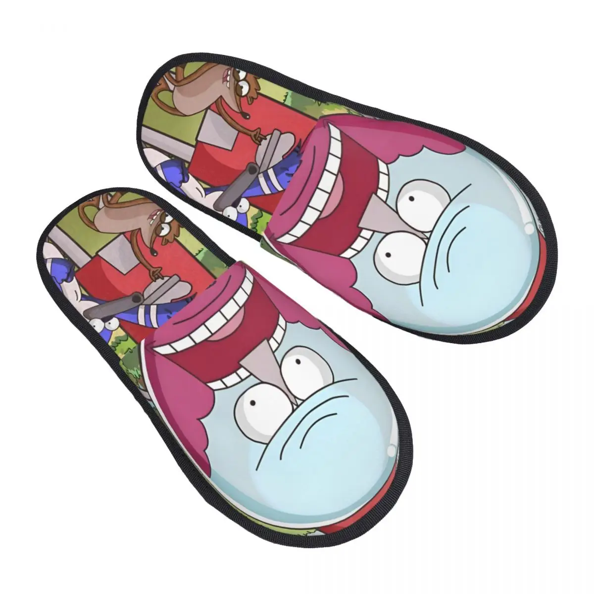Custom Print Women R-Regular Show House Slippers Cozy Warm Cute Anime Memory Foam Fluffy Slipper Indoor Outdoor Shoes