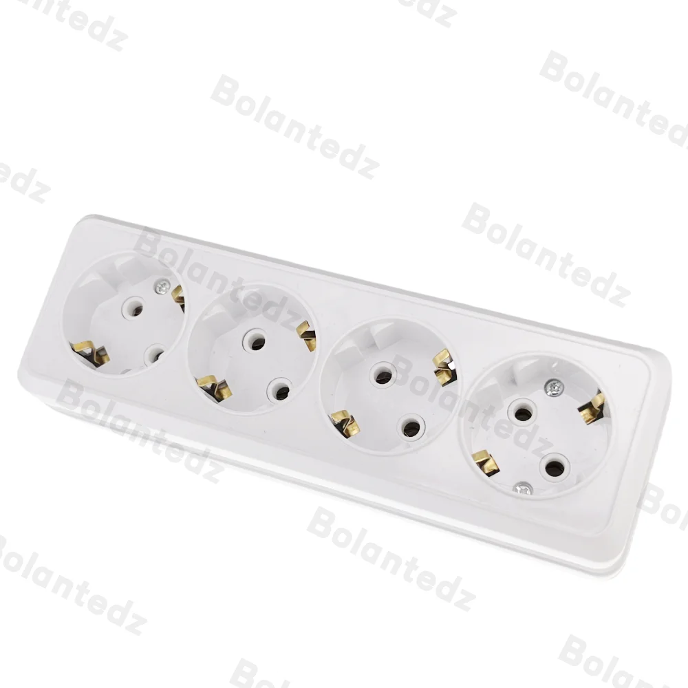 White Wall Surface 1 2 3 4 Sockets Plugs EU Exterior Electrical Outlets With Ground Power Socket Flame Retardant Paint Plastic