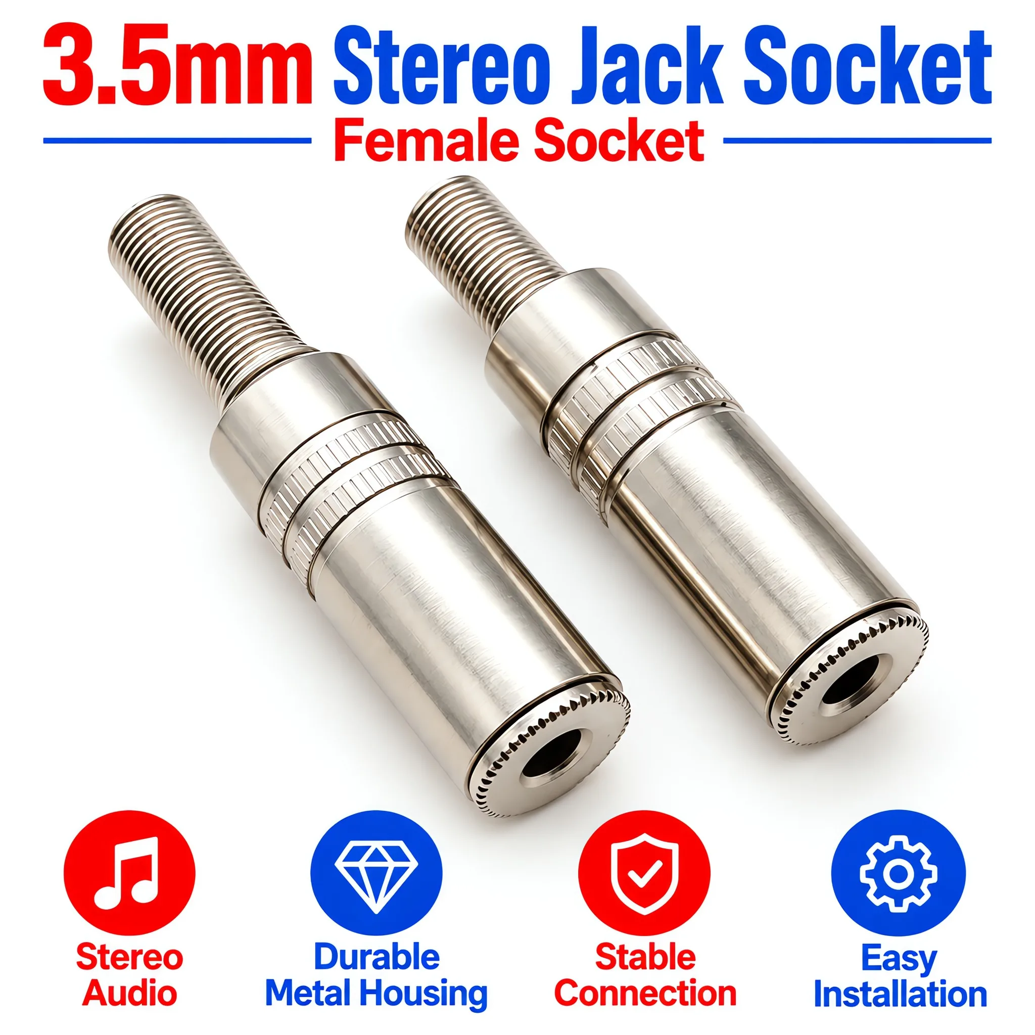 3.5MM Female Jack 2/3Pole Audio Jack Solder Wire Metal Socket Mono Stereo Connector for Video Earphone
