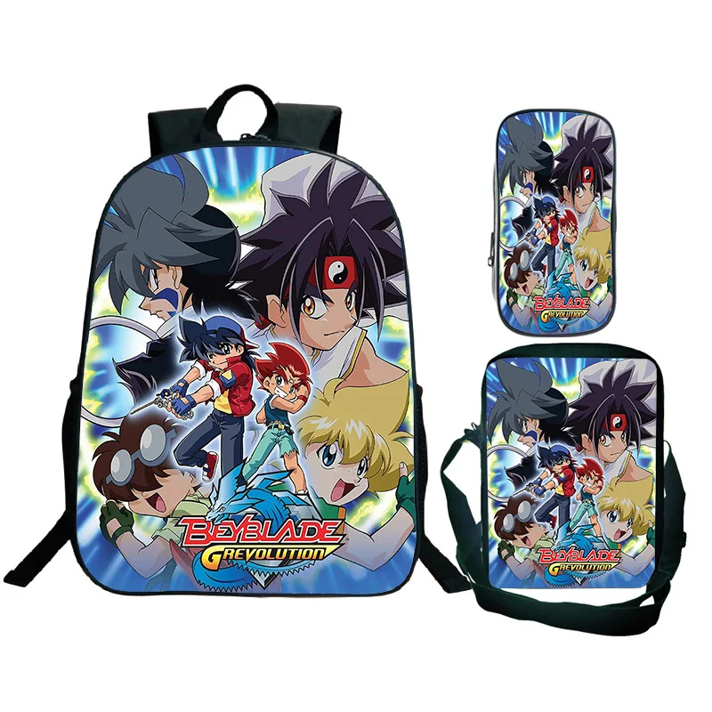 cartoon Beyblade Backpack Crossbody bag Pencil Case 3Pcs BEYBLADE X Student Pattern Schoolbag Teen Casual Backpacks Mochilas