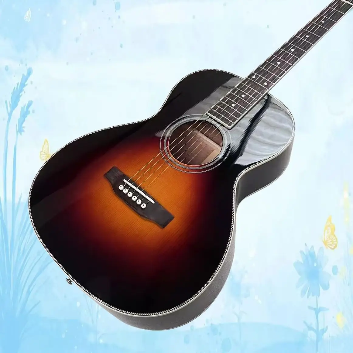 Handmade Professional Acoustic Guitar, Blues Master Keb' Mo'  2012 Acoustic Guitar  Sunburst Color, Solid Spruce Top, Back And Side Are Laminate Rosewood,  Rosewood Fretboard, 20 Frets, Bone Nut & Saddle, Ideal for Country, Blues, Jazz, High Quality