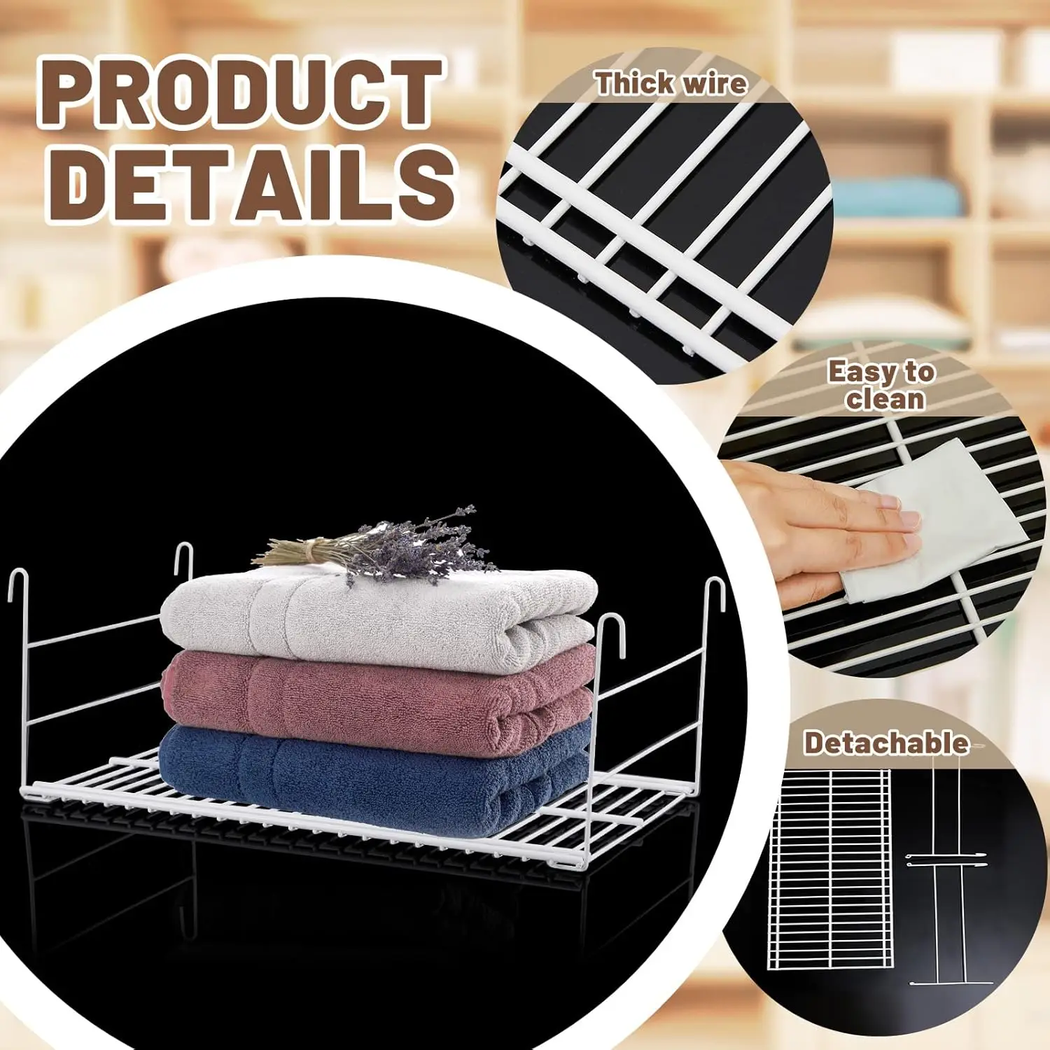 

Amylove 4 Pieces 14.7 Inch Hanging Wire Shelf Organizer Closet Storage Shelves Hanging Wire Shelving Rack Accessories For
