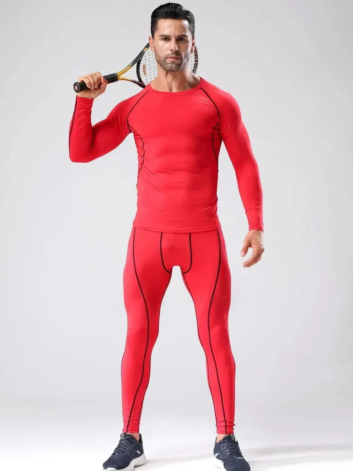 Men's Quick Dry Sports Suit Breathable Sweat Absorbent Elasticity Training Apparel Basketball Running Compression Fitness Wear