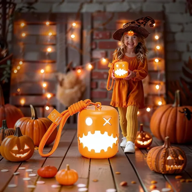 Funny RGB Pumpkin Night Light with Pull Rope Switch Creative Halloween Decorative Lamp for Parties Holiday Gifts Home