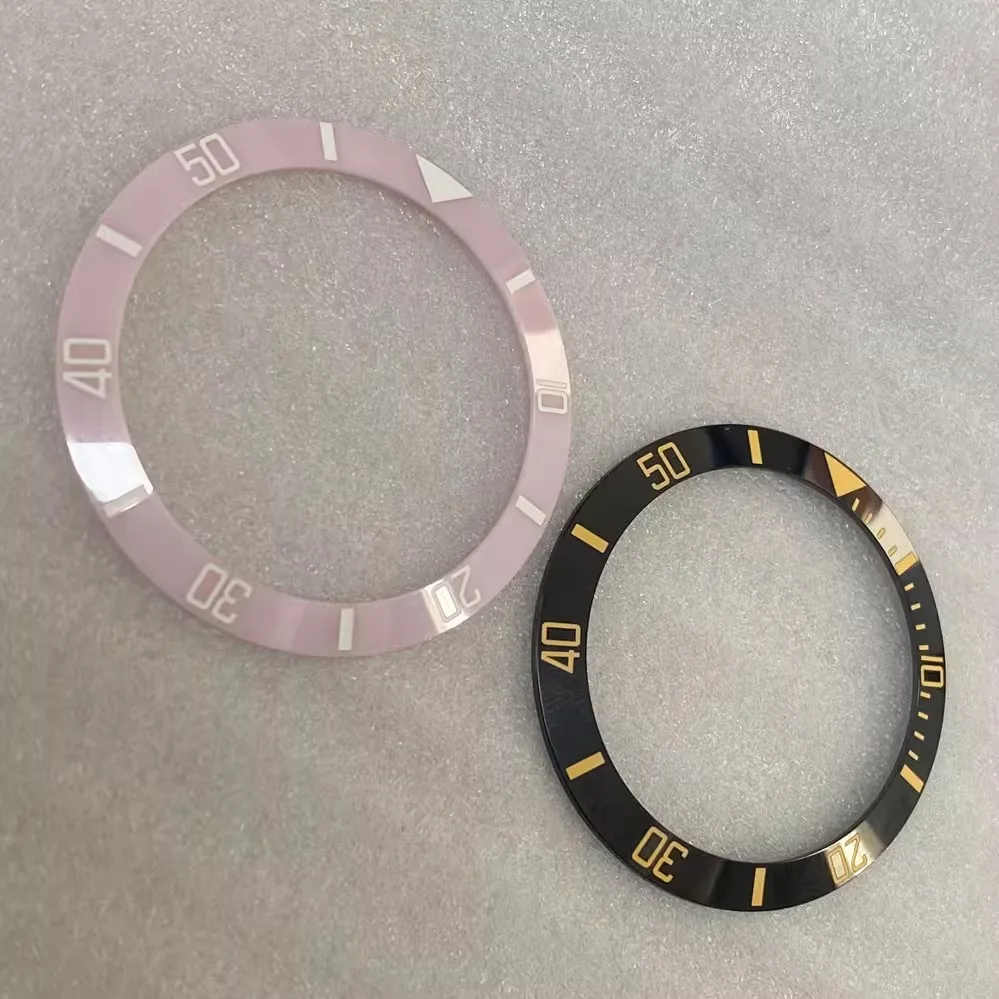 MODIFICADO Cerâmica Quartz Assista Acessórios, RING Motor Bell, preto e rosa, 38mm Diâmetro Interno, 30,5 milímetros