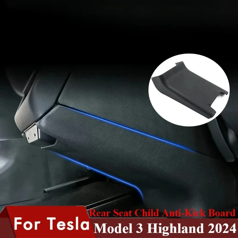 Boîte d'accoudoir Central pour siège arrière, coussinets Anti-coup de pied pour enfant, pour Tesla modèle 3 + modèle Y Juniper 2025, housse de Protection Anti-salissure et Anti-coup de pied