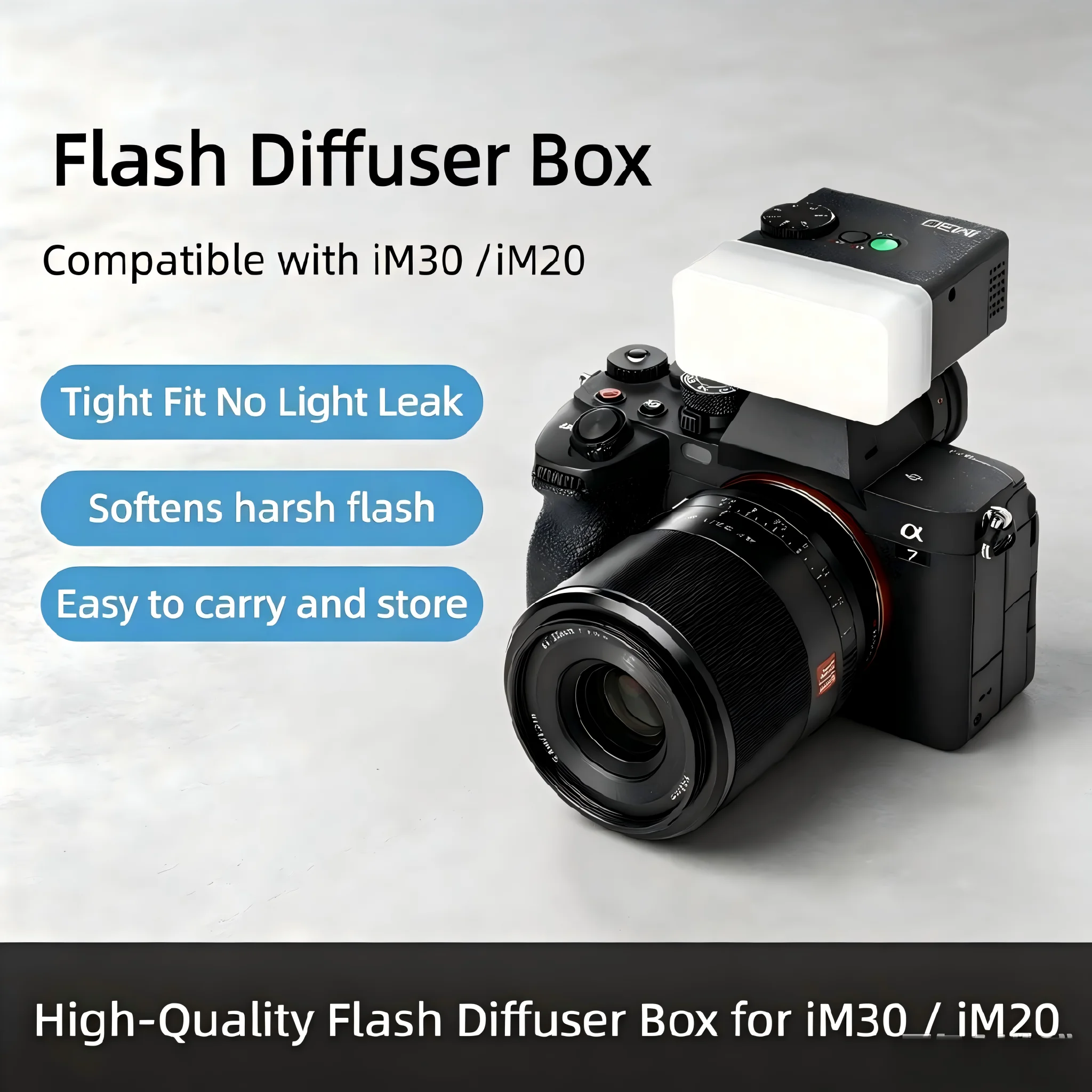Flash Diffuser Box for Godox IM30/iM20 Pocket Flash Light Diffuser Cap High Trans No Light Leak Soft Cover Portrait Sony Canon