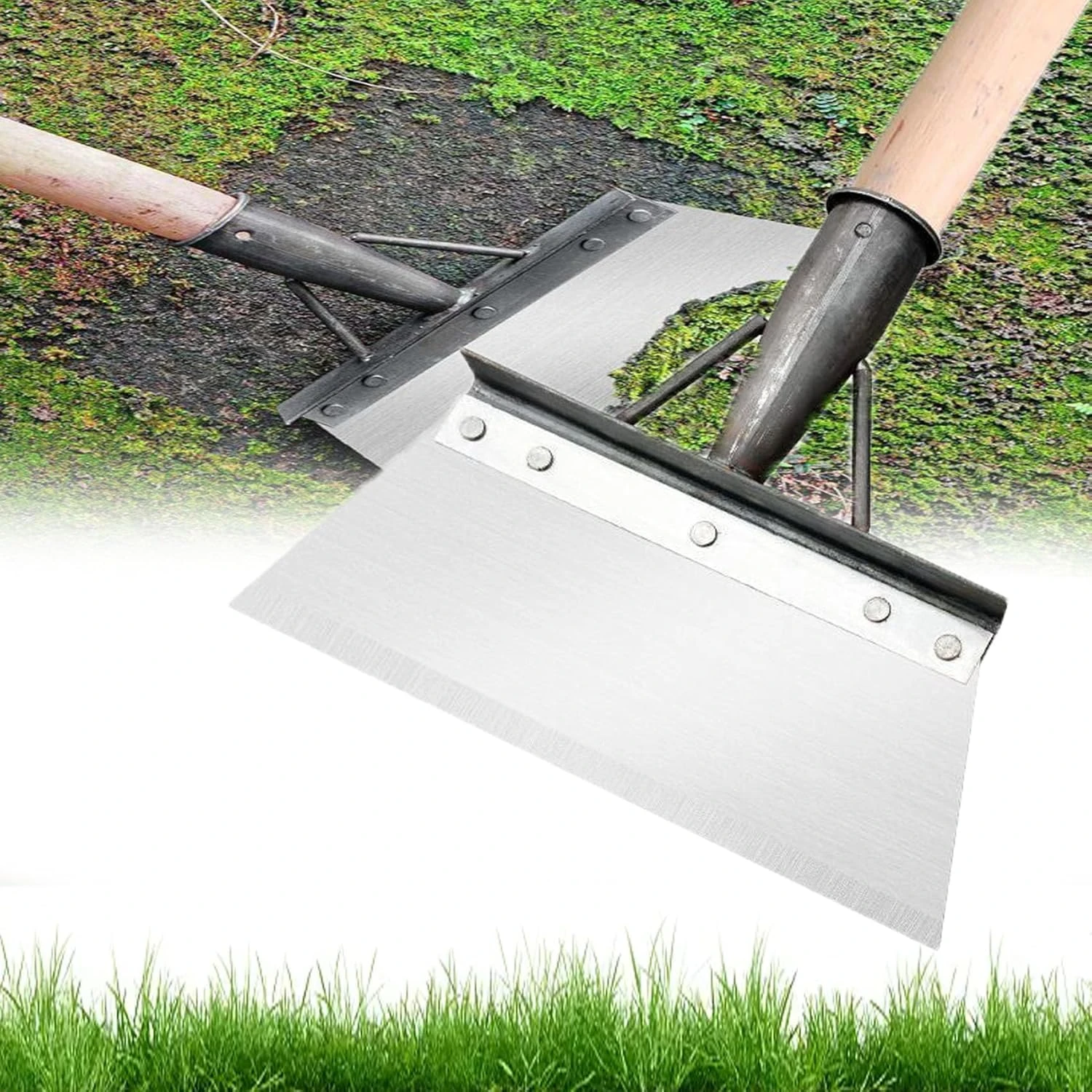 Multifunctional Cleaning Shovel, Flat Spade Shovel for Edging, Square Garden Spade Shovel, Garden Scraper Not Include Pole, 8-12