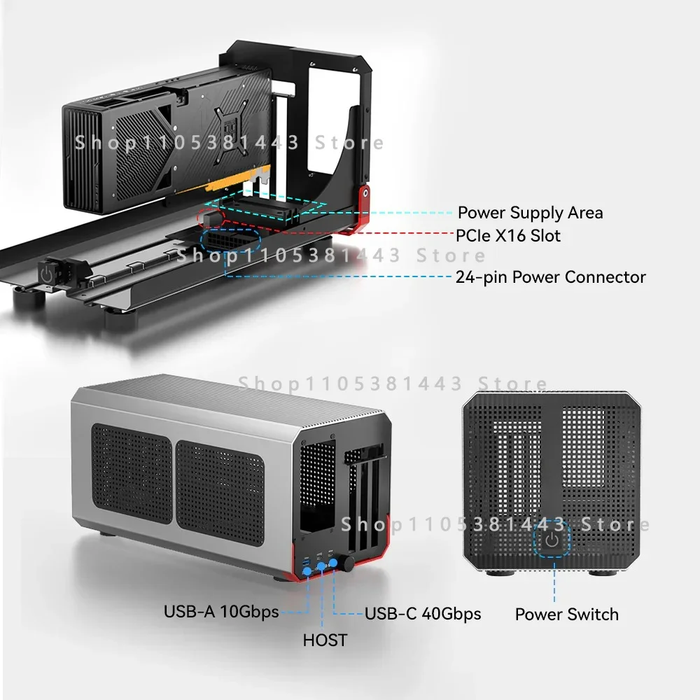 TB3/4/5 USB 4 32Gbps Data Transfer with PCIe 3.0*4 Built in Fan for Video Editing 40Gbps External GPU Compatible