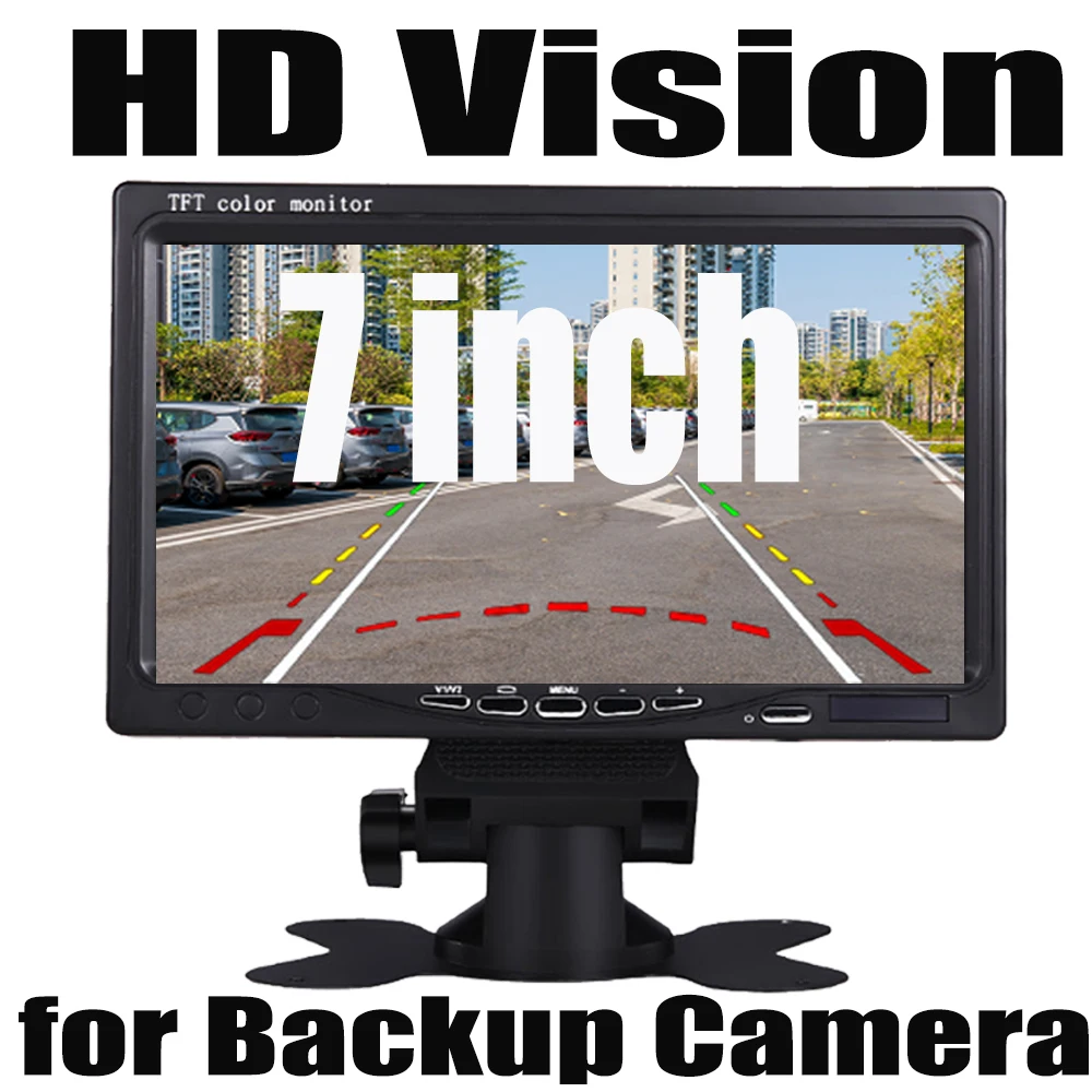 

7 Inch Color TFT LCD Car Monitor - Rear View Display Screen for Vehicle Backup Camera & Parking Assistance System - HD Vision