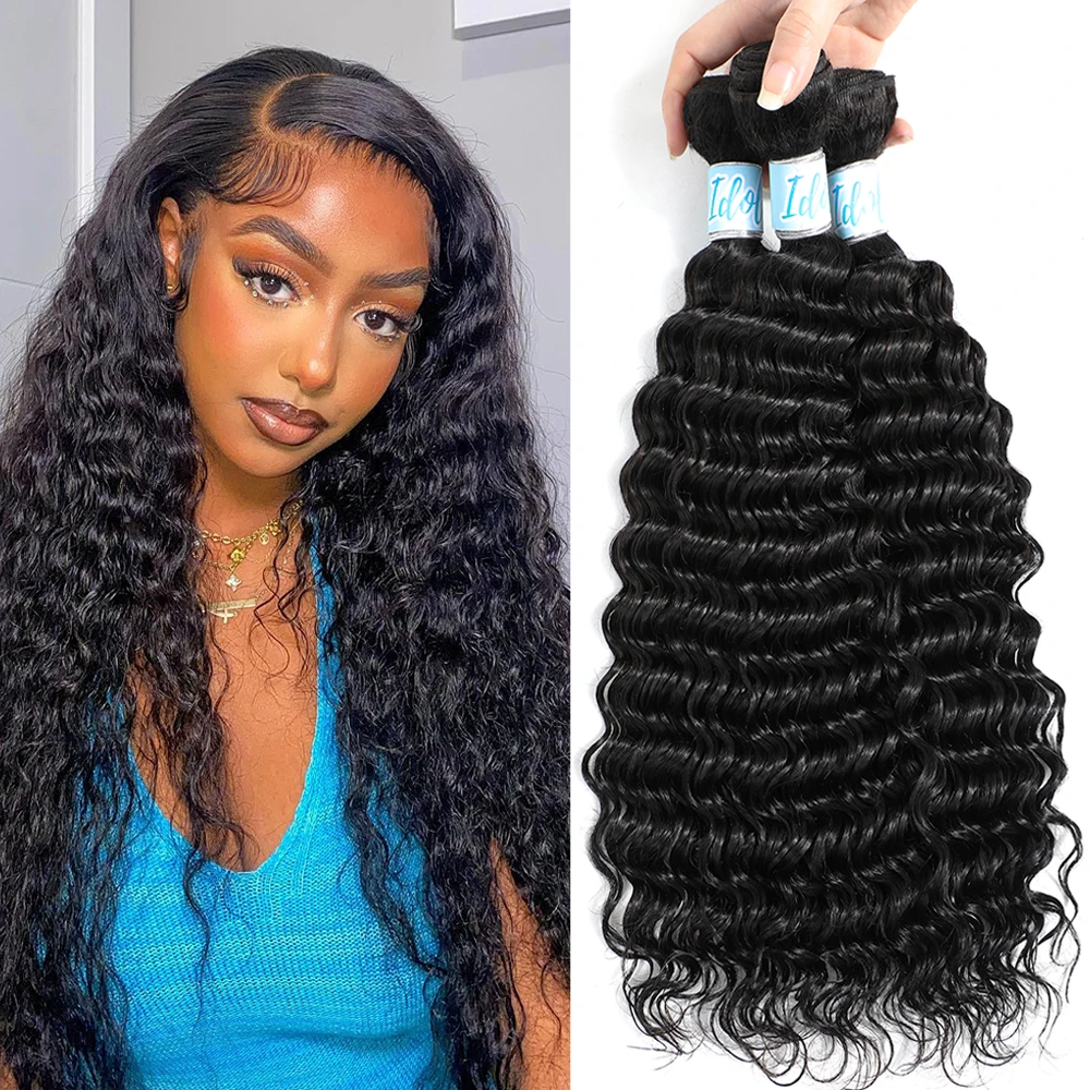 

Mossily Curly 30, 40 дюймов, свободная глубокая волна, 3 4 5 пучков, 100% необработанные человеческие волосы, бразильское плетение, волосы Remy, двойной уток, нарисованное наращивание