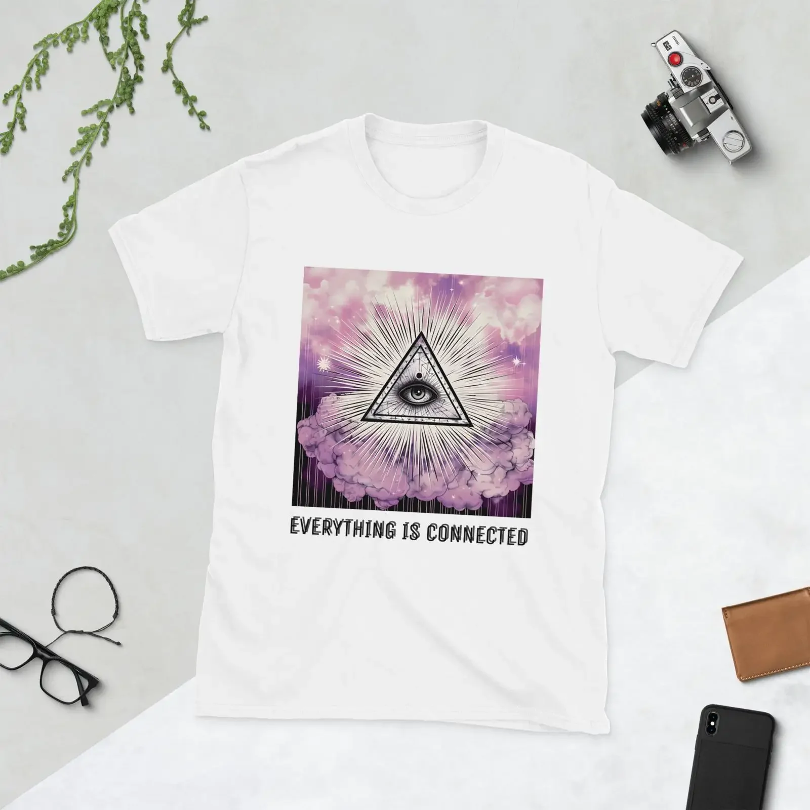 Everything Is Connected T Shirt Spiritual Occult and Illuminati Vibes  vintage Washed streetwear Breathable fashion Versatile