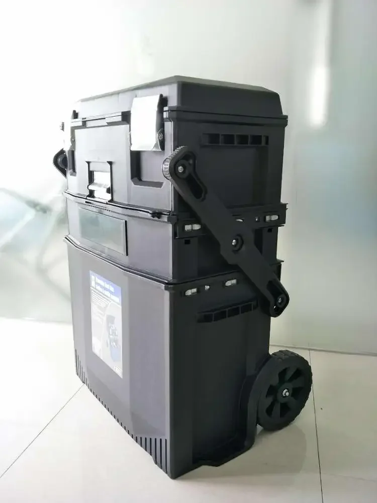 4-in-1 plastic tool box kit Stanley Fatmax style trolley stackable drawer tool box cart with wheels