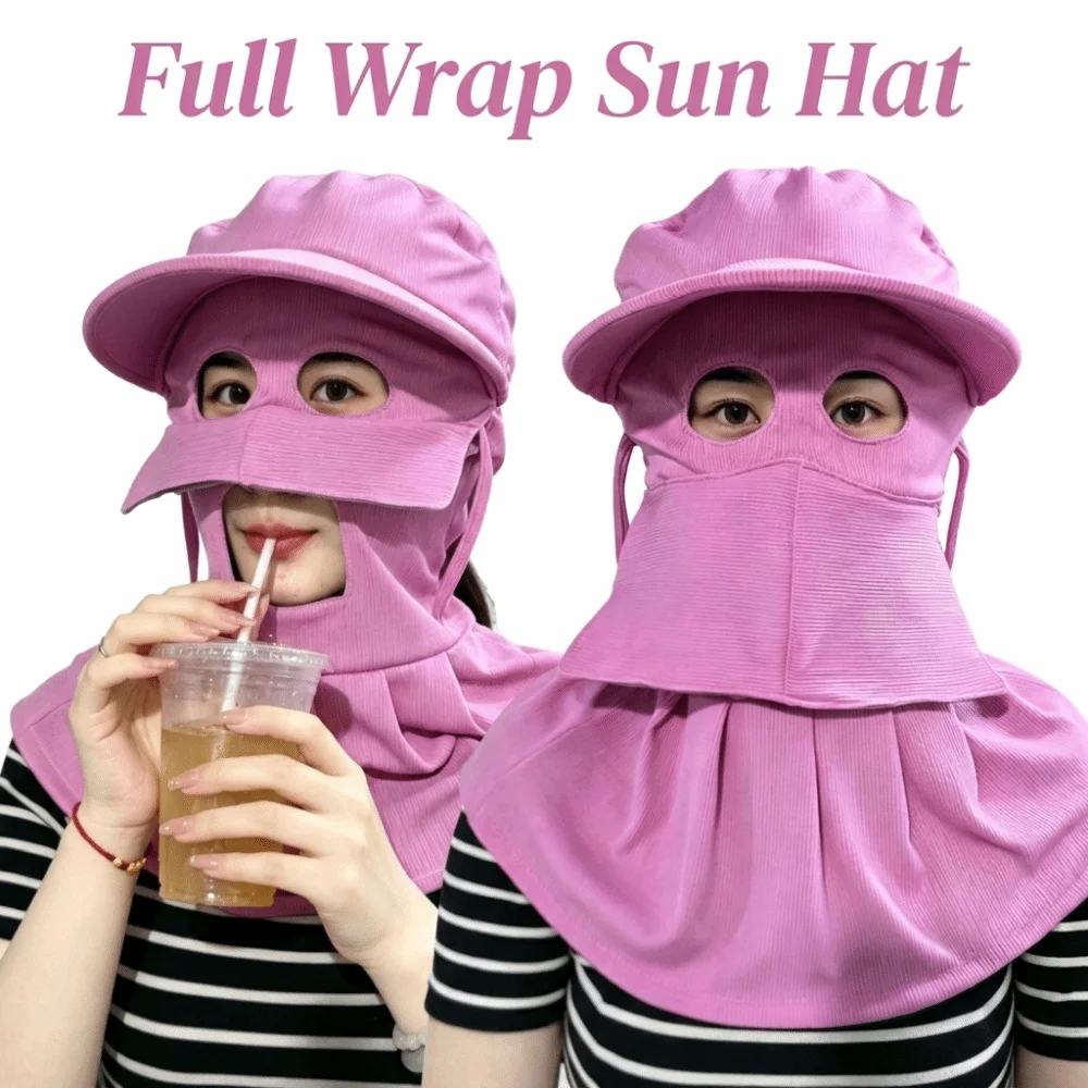 Wide-Brimmed Full-Face Sun Hat Sun Protection Lightweight Woman Bucket Hat Full Wrap Multifunctional Cycling Cap Summer Outdoor