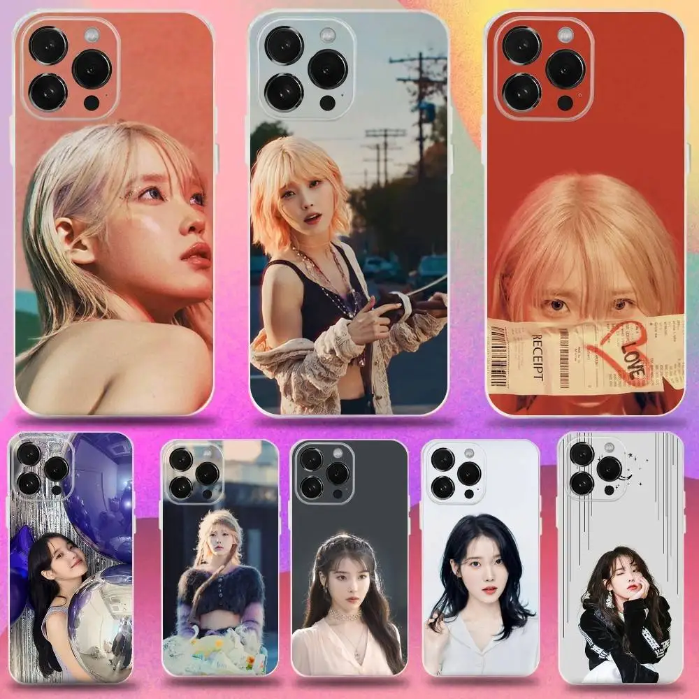 

Singer IU Lee Ji Eun Phone Case For iPhone 16,15,14,13,12,11 Pro,Max,Plus,X,XS,XR,SE,Mini Transparent Silicone Soft