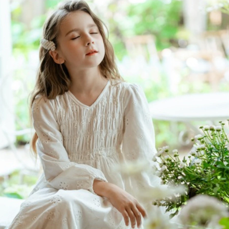 2026 Spring Girls White Dress Lace Cotton Long Sleeve Princess Dresses for  Kids Stylish Birthday Outfit Teen Children Clothes - AliExpress 1501
