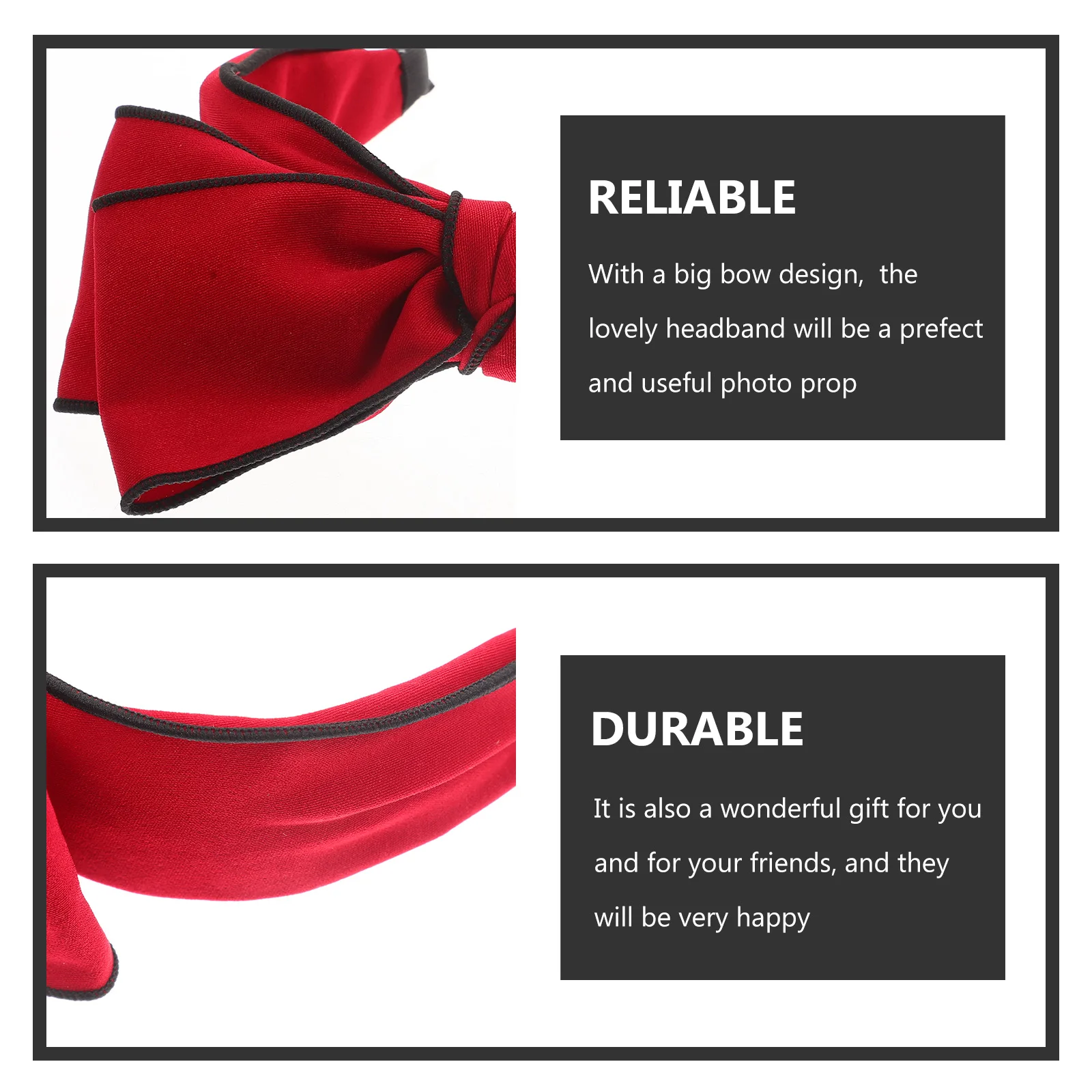 

Birthday Gift Bow Headband Women Gothic Headbands Red for Women's Hair