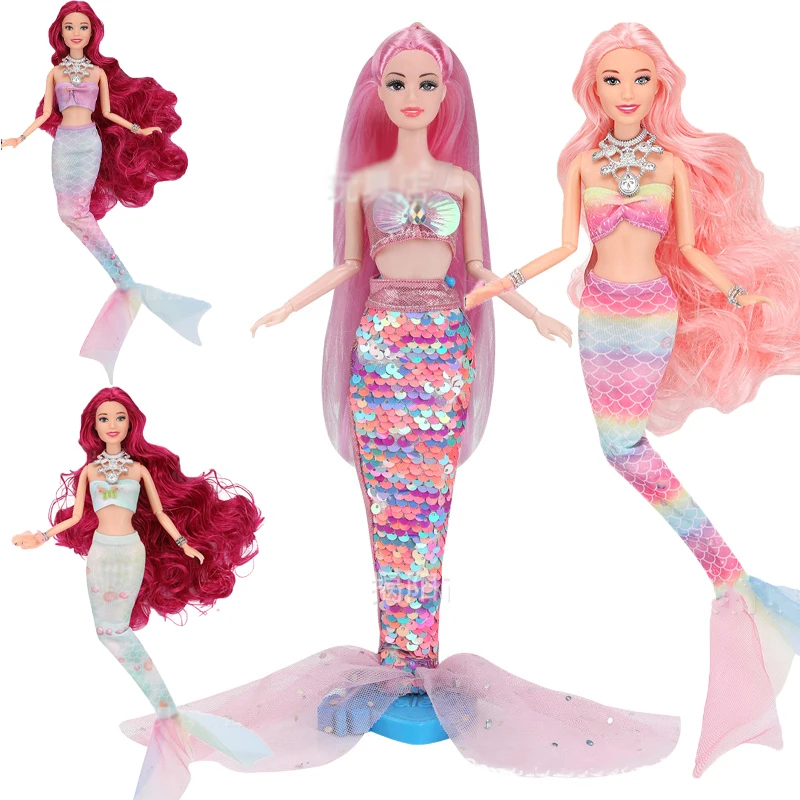 2025 New 30CM Mermaid Doll Original Design 1/6 Joint Movable Dress Up Fashion Colorful Mermaid Princess Doll Kids Play House Toy