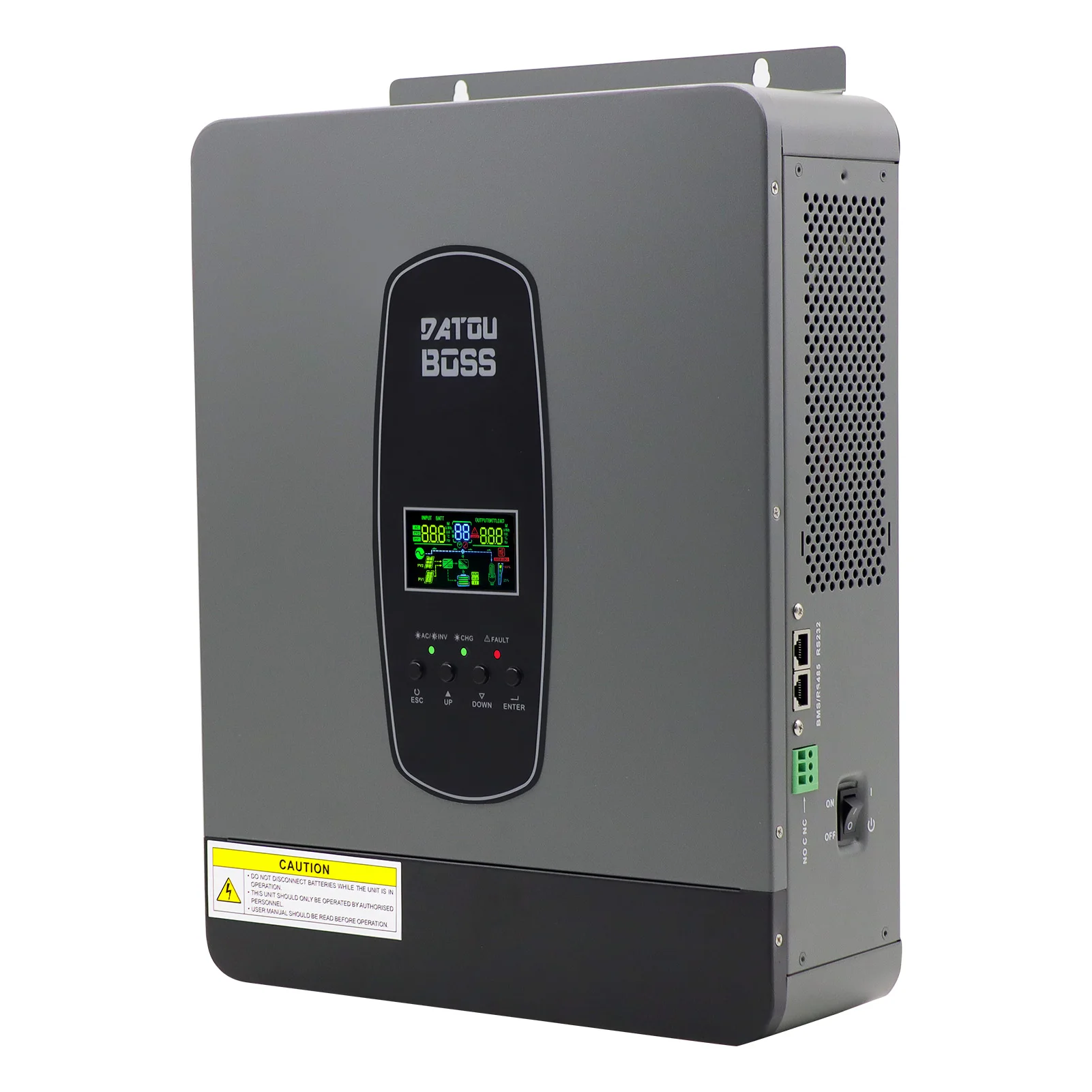 Datouboss 1.8Kw-12V 3Kw-24V 6200W-48V Solar Hybride Omvormer, 12V/24V/48V naar 220V Zuivere Sinusgolf, voor thuisstroomvoorziening, ondersteunt parallelle werking