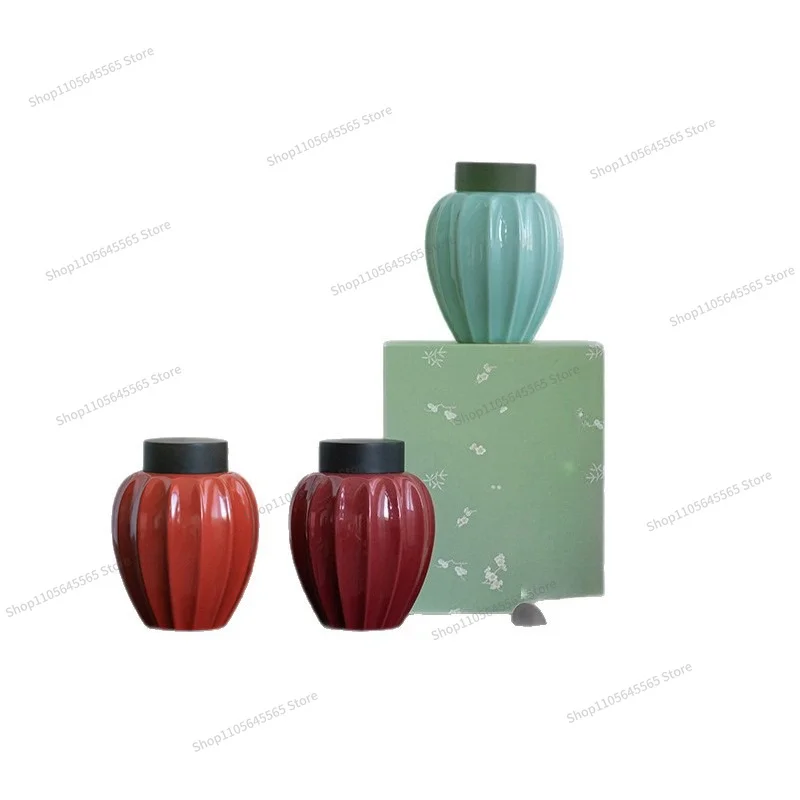 For ceramic sunflower pattern tea cans, sealed cans, gift boxes, retro tea leaves, large-capacity storage cans, souvenirs