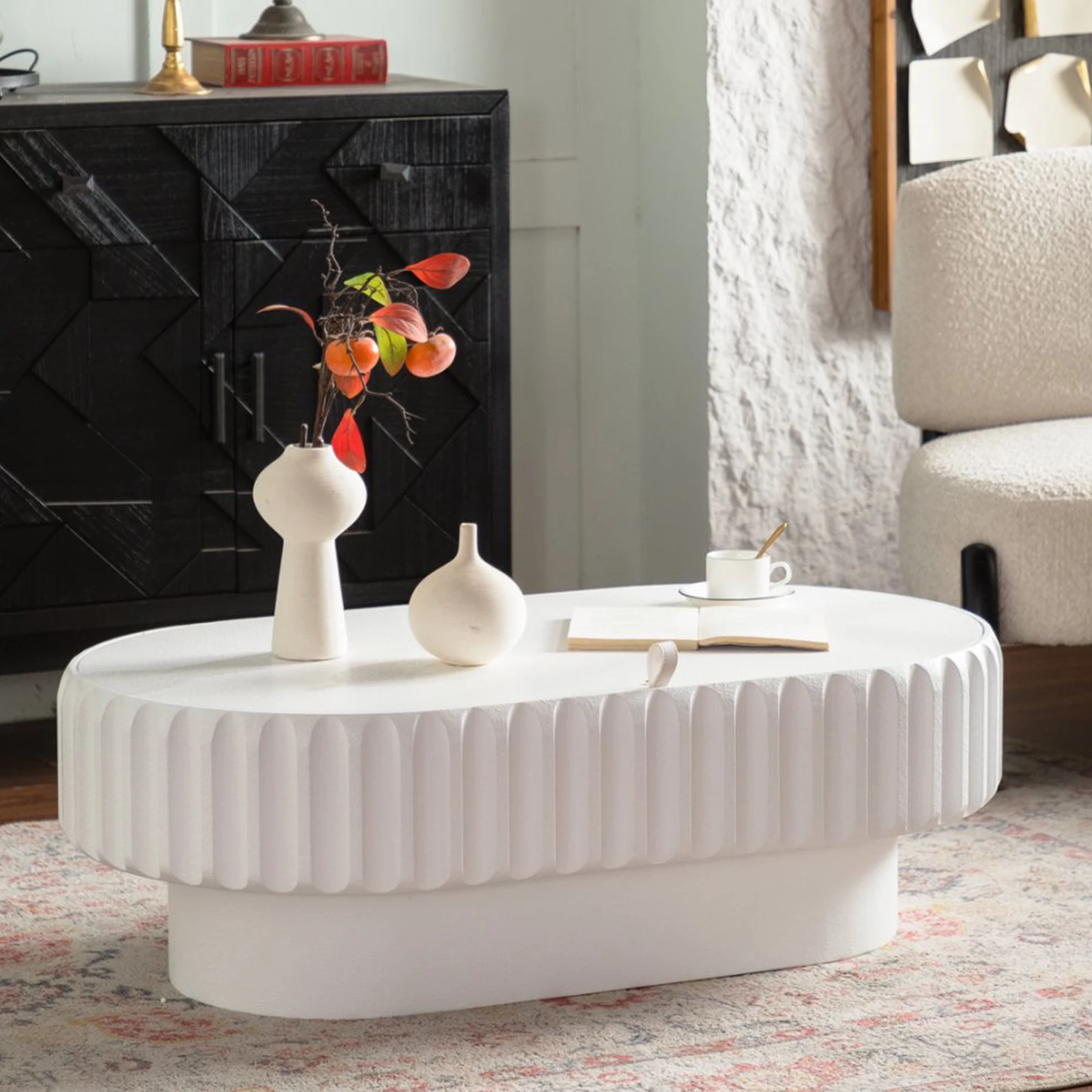Fluted Storage Table with Lift-Off Lid, Sleek Texture, Perfect for Modern Living