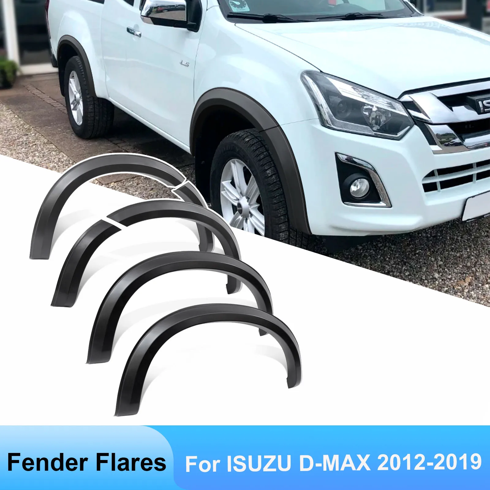 Matte Black Fender Flares For ISUZU D-MAX 2012-2019 Double Cabin Models 4X4 Car Accessories Wheel Arch Mudguards