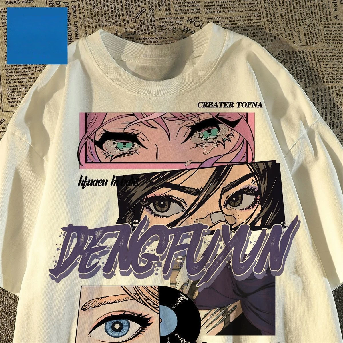 

High Street Men's and Women's Loose American-style Printed Summer T-shirts, Cartoon Short-sleeved Couple's Versatile TopsC