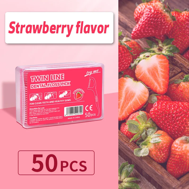 Fruit-Flavored Dental Floss, High Tensile Double Line Floss Picks, Disposable Teeth Cleaning Floss Sticks.