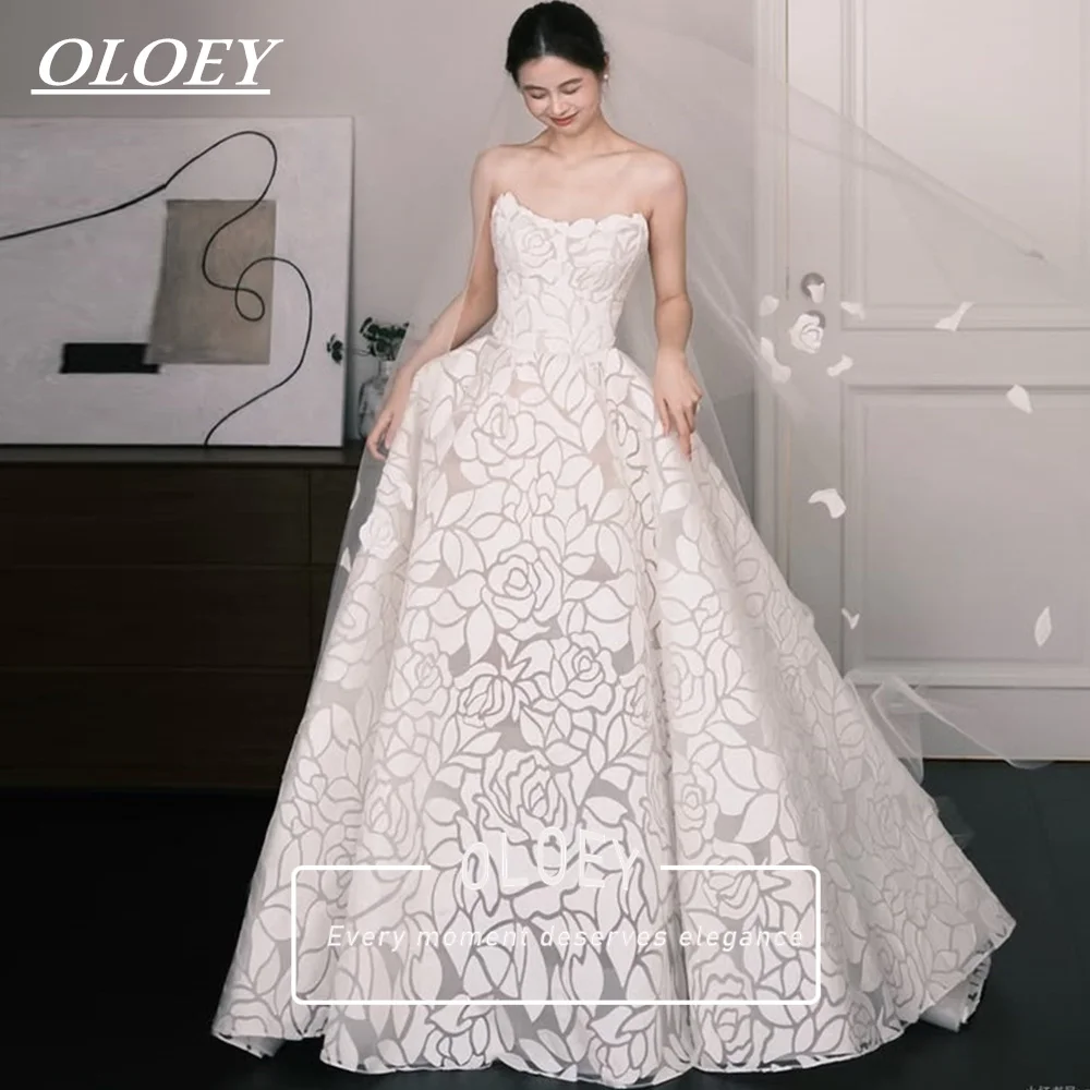 OLOEY Luxury Classic Ivory Floral Lace Wedding Dress Sweetheart Neck A Line Bridal Gown Robe De Mariage 2027 Customized