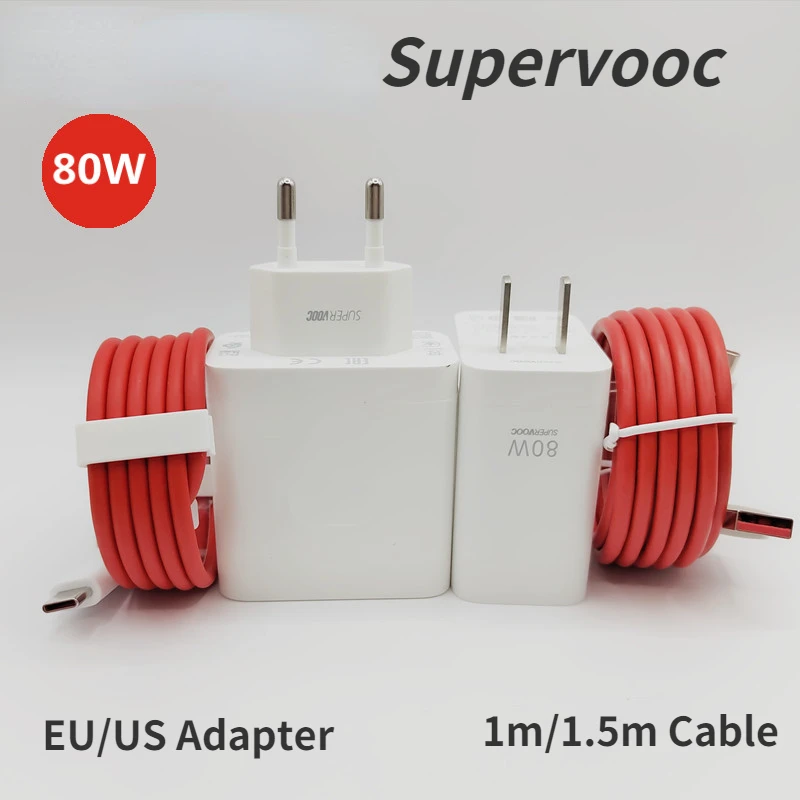 80W For Oneplus Supervooc Charger 80W EU/US Fast Charge Adapter 6.5A Type C Cable For One Plus 10 pro 9R 8T OPPO Find 80W Charge