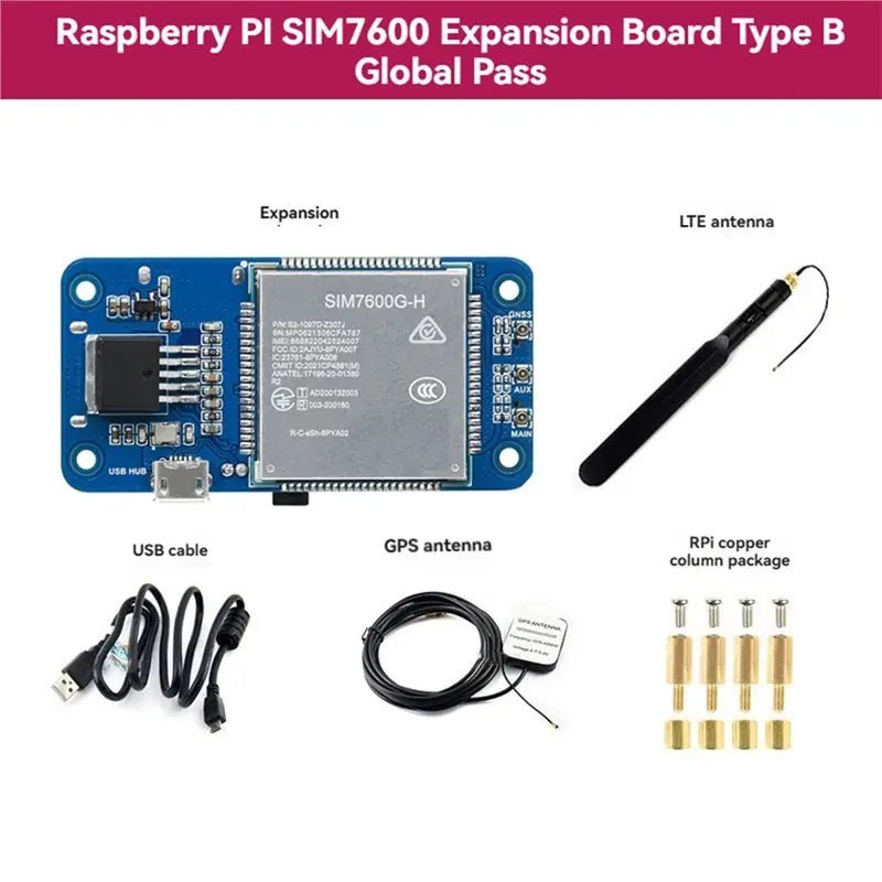 [B24B!】 For Raspberry Pi 4G Expansion Board LTE Cat-4 4G 3G 2G SIM7600G-H 4G HAT(B) GNSS Positioning Module For Rpi Zero W
