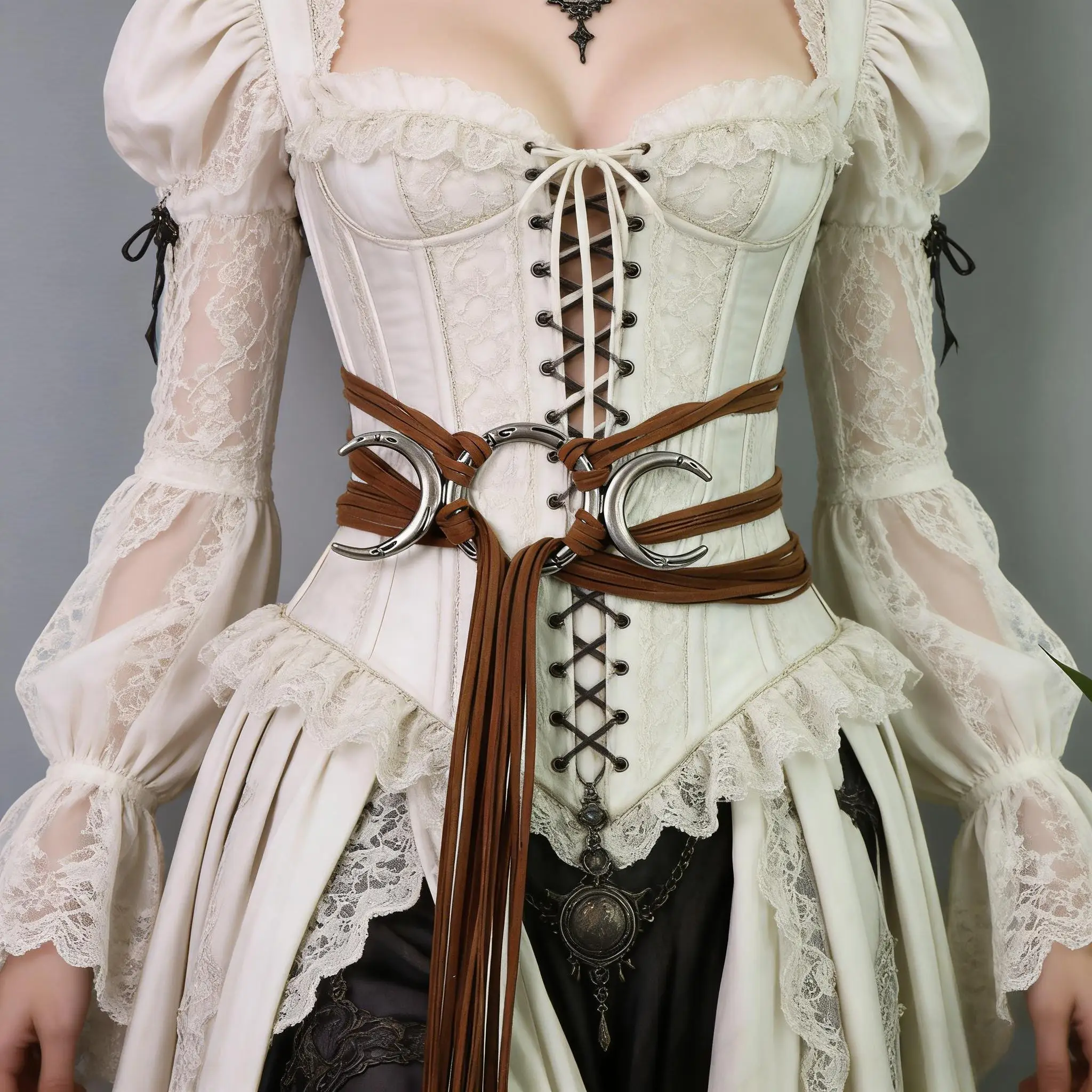 Medieval Waistband Moon Charm Decoration Rope Belt For Men Women