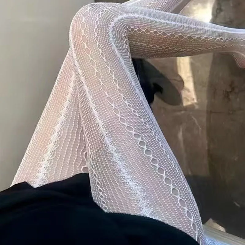 

Женские готические колготки в стиле Лолита, сексуальные чулки-сетка с черным звездным принтом, панк-колготки с ажурной сеткой, японские кружевные модные колготки