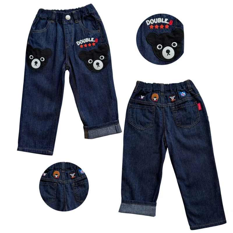 Autumn Kids Pants Boys Clothes Cartoon Bear All Cotton Lyocell  Casual Denim Pant  Baby Boy Jeans  Pantalones Bottom