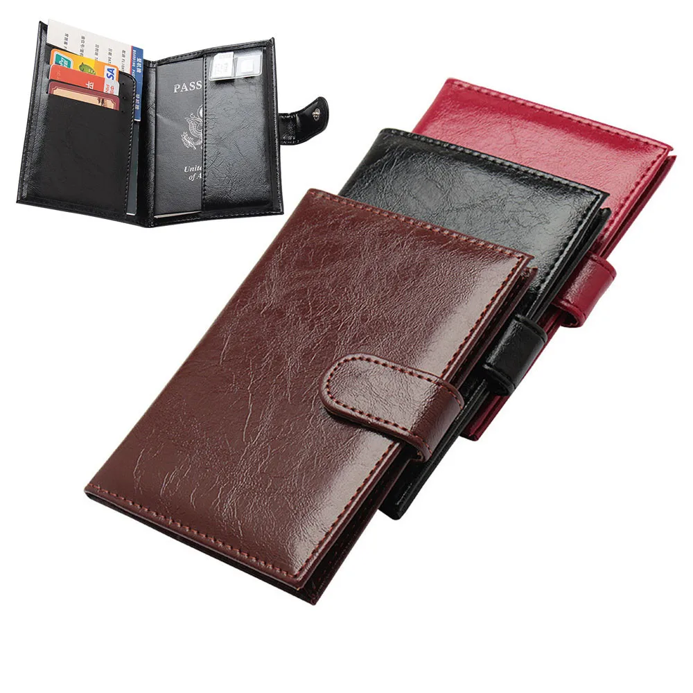 

Casual PU Leather Passport Covers Men Women ID Hasp Bank Credit Card Bag Holder Packet Wallet Purse Travel Accessories 14X10cm