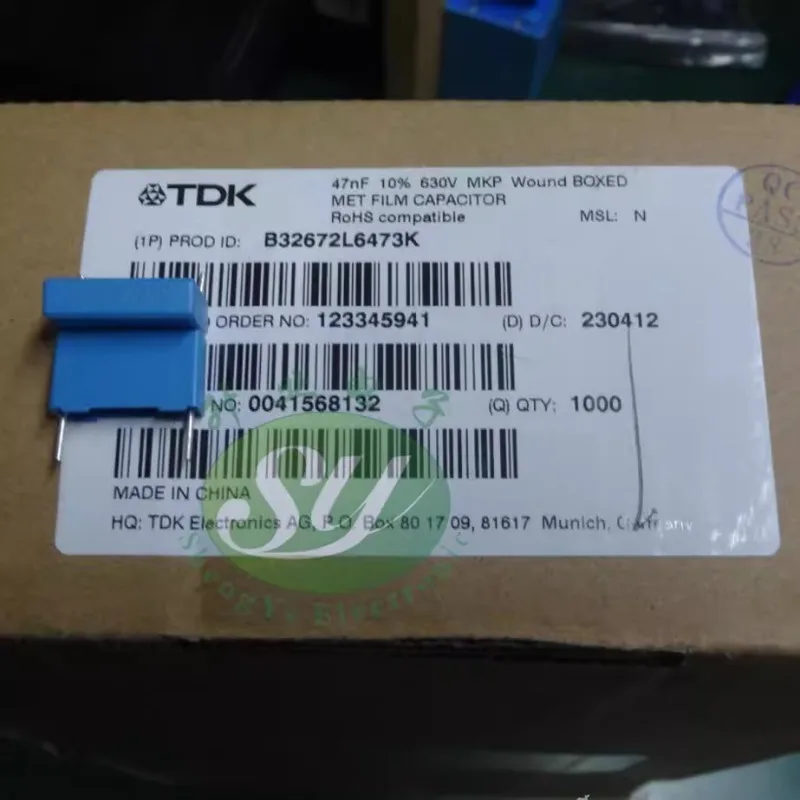 

10PCS EPCOS 0.047uf/630v 47nf 473 New 15MM thin film capacitor B32672L6473K