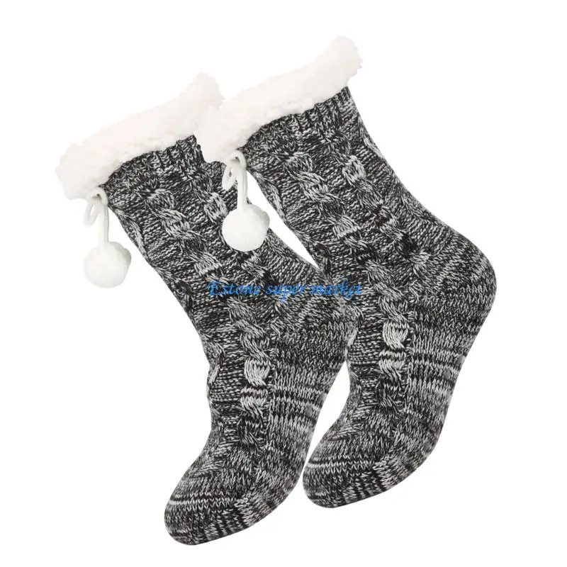 090B جوارب شتوية للأمهات مع نسيج أكريليك عازل للحرارة للنساء الحوامل راحة منزلية ودعم الدورة الدموية #3